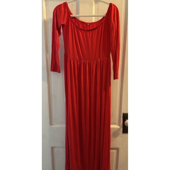 Unk Dresses & Skirts - Women's Red Long Sleeve Dress An Be Off The Shoulder Size Medium